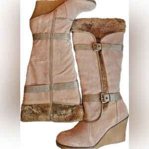 BareTraps Mushroom Suede Wedge Boot Size US 11